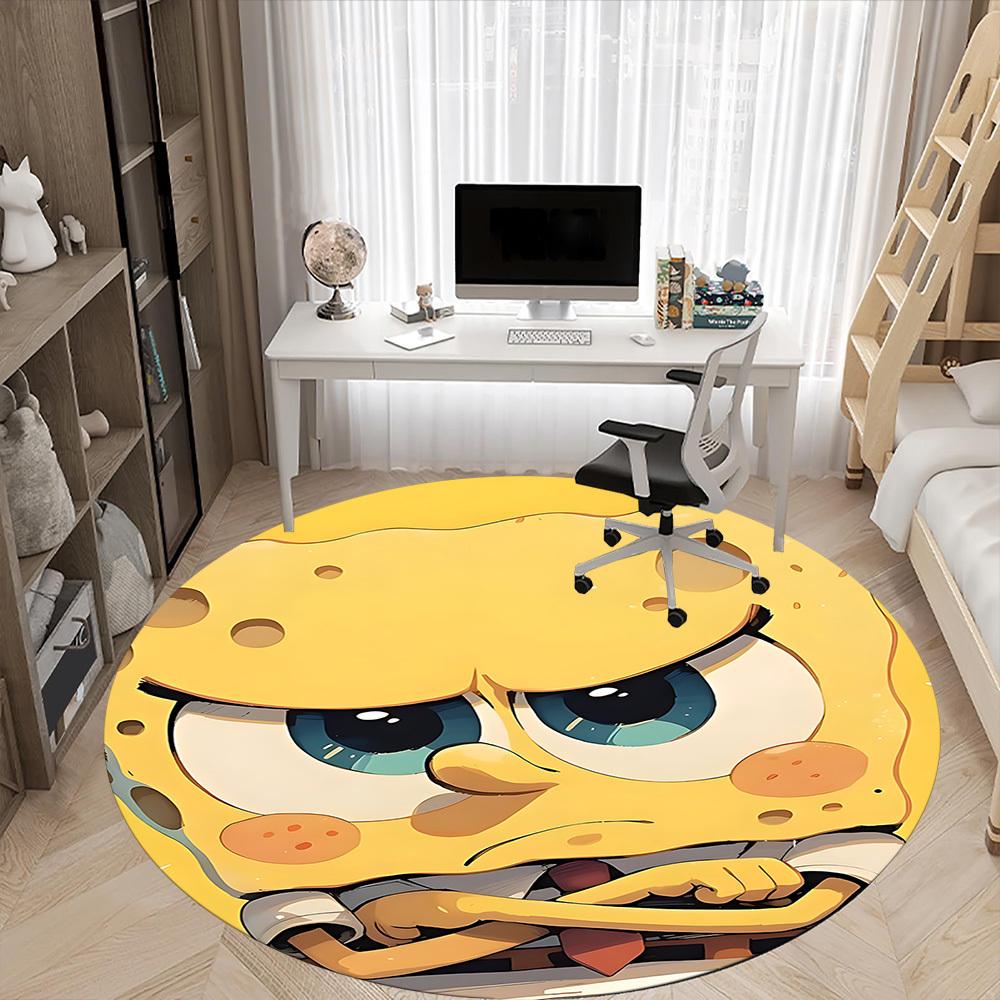 1pc Spongebob Office Round Area Rug, Under Office Chairs Bedroom Living Room Home Decor  A1022204