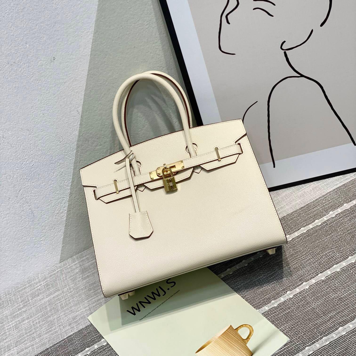 

Нова жіноча сумочка з платиновим швом із натуральної шкіри. Універсальна жіноча сумка через плече великої місткості на одне плече 30x14x24cm strapless білий