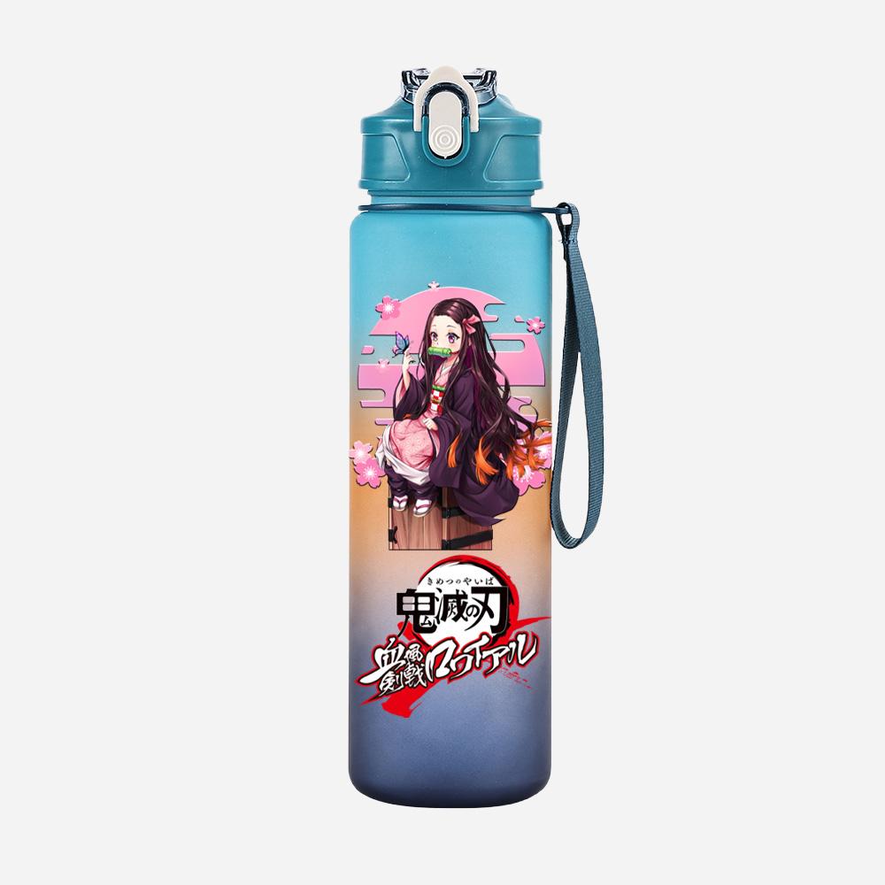 Anime Demon Slayer Aufdruck Wasserbecher Dämonenjäger Große Kapazität Outdoor Tragbar Blaue Trinkflasche für Jungen Mädchen Geschenk