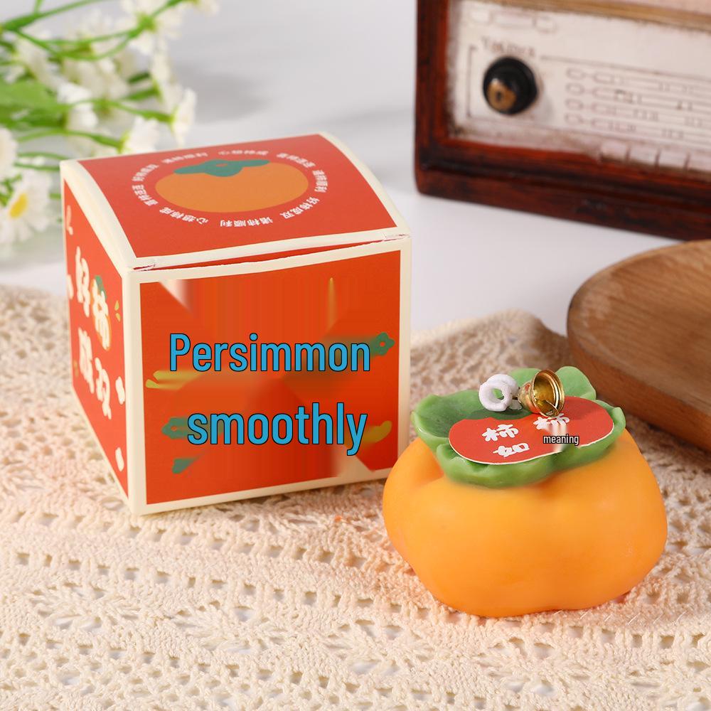 

Ruyi Persimmon Scented Aroma Candle - Creative Fruit-Shaped Ornament for Weddings & Parties