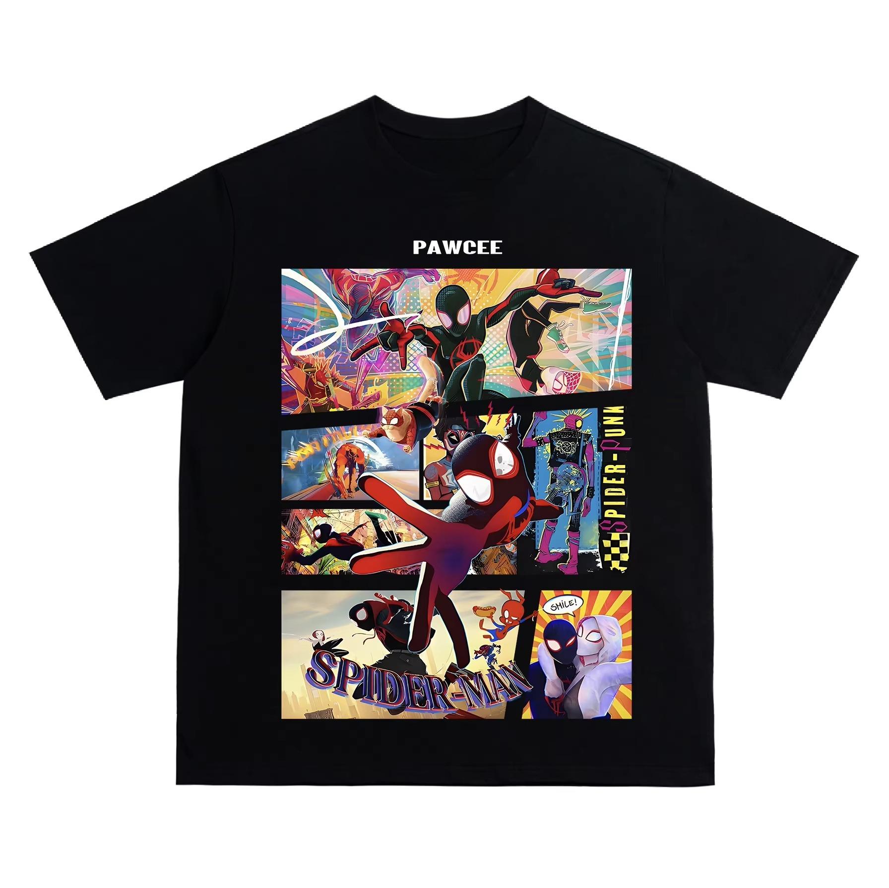 

2026 new The summer bestselling Marvel SpiderUnisex printed shortsleeved Tshirt is suitable for outdoor leisure and sports M