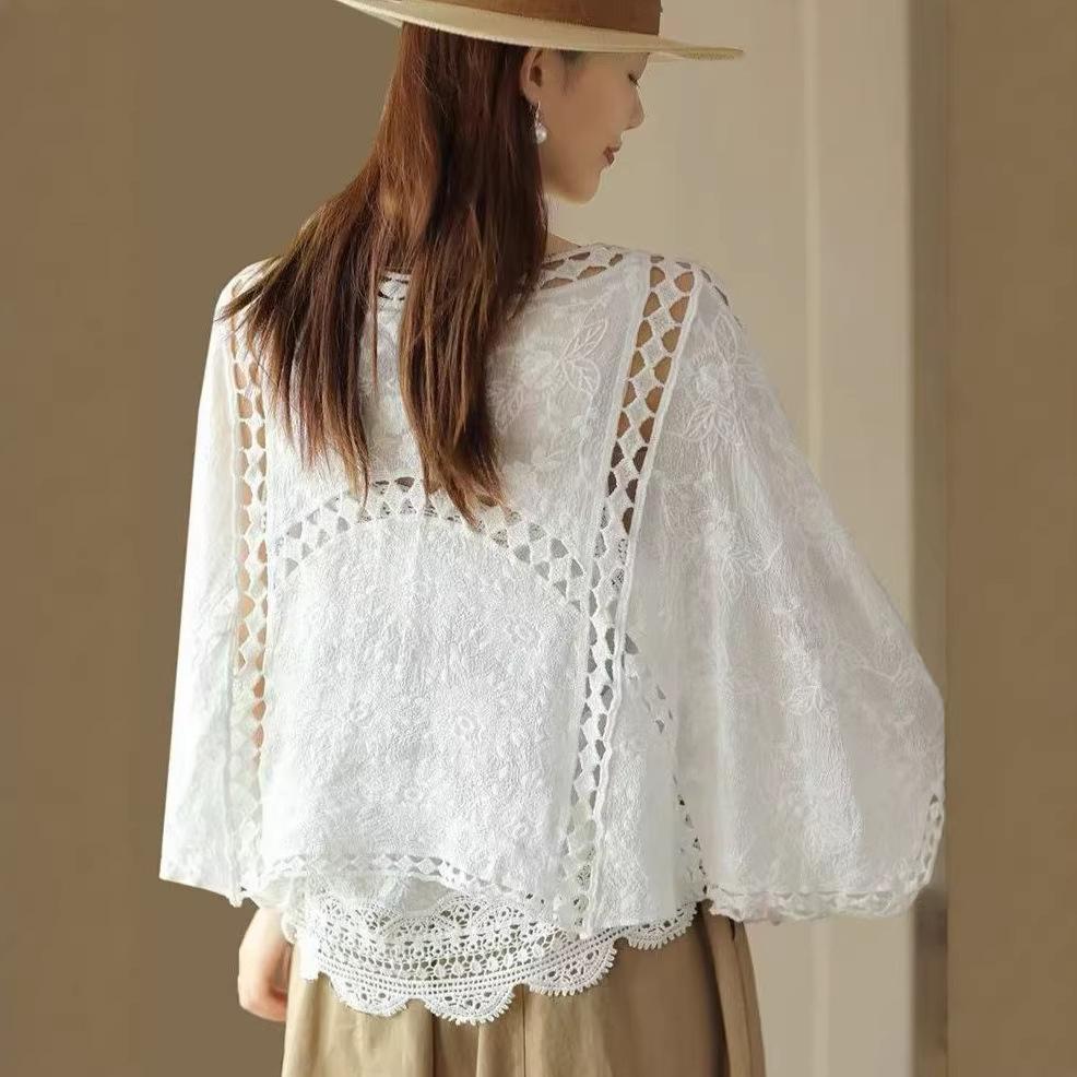 Autumn New Bohemian Vacation Style Hollow Sunscreen Knitted Cardigan Jacket Women's Sweet Loose Chic Top