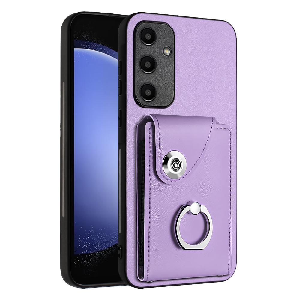 

YB Leather Coating Series-7 for Samsung Galaxy A55 5G Shockproof Phone Case with Ring Kickstand Purple