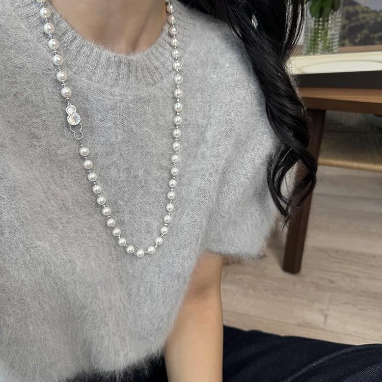 

French pearl gourd necklace Korean light luxury high-end temperament towel chain fashion niche versatile item decoration
