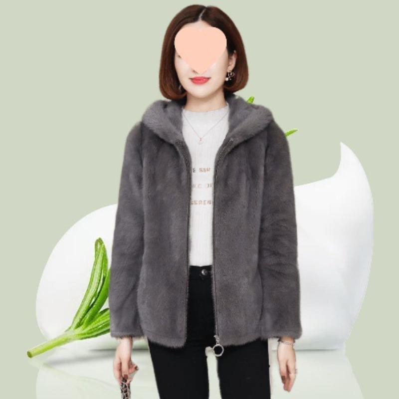 Coral fleece jacket women's short autumn and winter new small thickened hooded sweater jacket large size thin