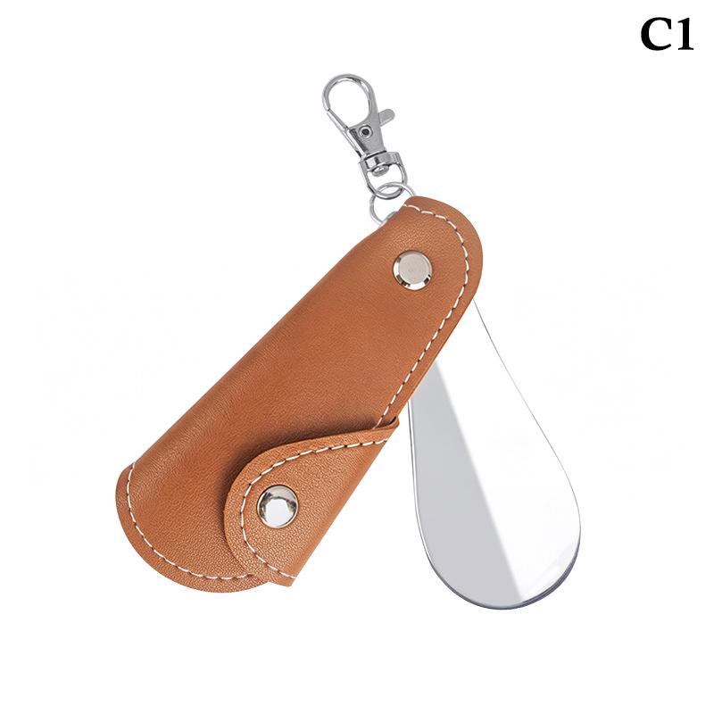 Corn de pantofi pliabil, mini, portabil, cu pungă din piele, corn de pantofi din oțel inoxidabil, unealtă portabilă pentru ridicarea pantofilor, pentru acasă, călătorie