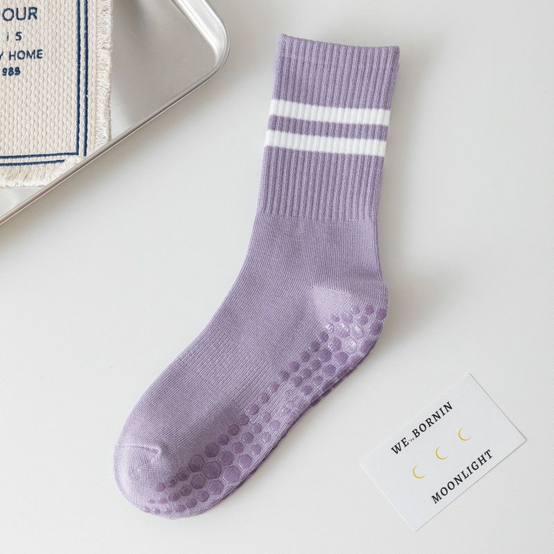 

New Fall and Winter Yoga Socks Children Tube Socks Pure Cotton Non-Slip Silicone Indoor Fitness Pilates Women s Sport Socks Violet