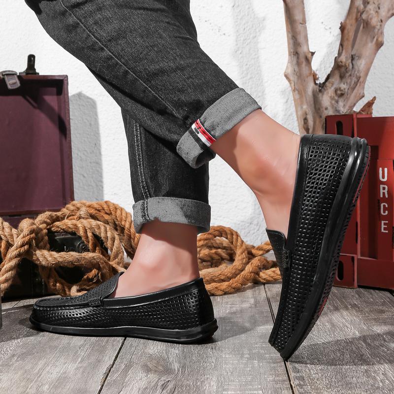 Fashion Comfortable Hollow Out Casual Shoes Classic Lace-Up Formal Shoes New Men's Genuine Leather Loafers Slip-On Dress Shoes for Men