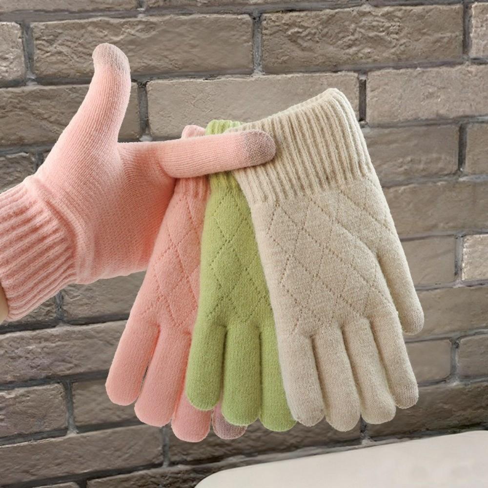 Cold Proof Knitted Gloves Thickened Plush Mittens Fashion Warm Gloves  Women Men