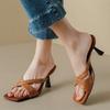 Fashion Fashion Slippers Women Summer Shoes 2024 New Trends Sexy Mules High Heels Sandals Ladies Brown Party Shoes Large size 45