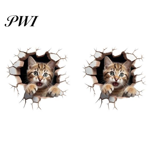 Cute Wall Decoration 2Pcs 3D Cartoon Mouse Cat Stickers Self-adhesive Nursery Decal Removable Waterproof High-Quality PVC Material Wear-resistant Easy