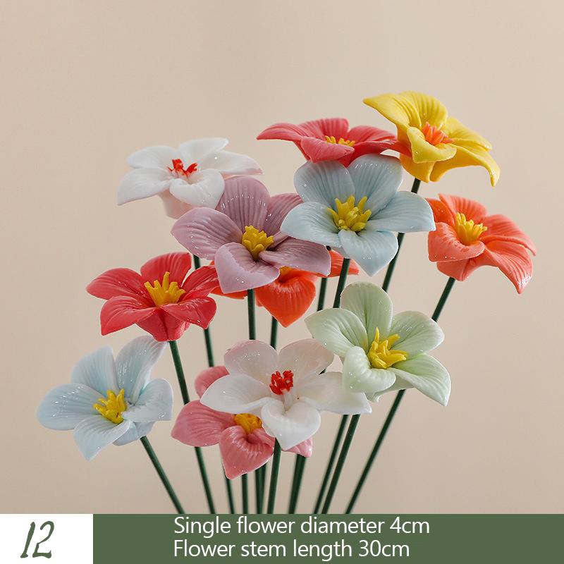 5X Artificial Flower Ceramic Handmade Fake Flower Creative Art Floral Home Decor Party Wedding Garden Decor Valentine's Day Prop