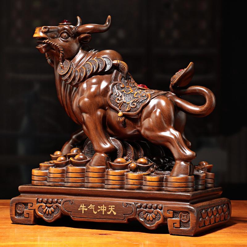 Fengshui Golden Bull Decorations Resin Lucky House Household Living Room Space Tv Cabinet Wine Cabinet Decoration Housearming Gifts Ornaments