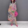 Thai Trendy Brand Spring and Summer Holiday Style Temperament Versatile Loose Printing Retro Long Shirt Dress Women