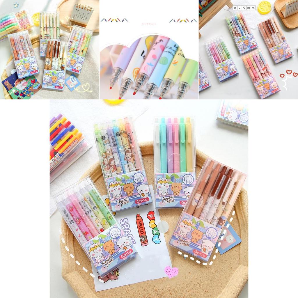 Charming 0.5mm 6pcs Ins Press Gel Pen Set Perfect For Back To School Supplies