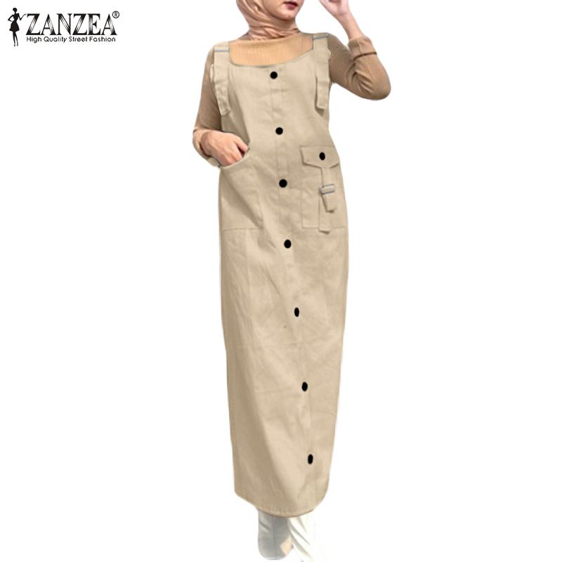 ZANZEA Womens Casual Sleeveless Straps Overalls Dress