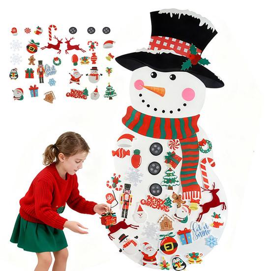 DIY Felt Christmas Snowman Set with 34 Pcs Detachable Ornaments Large Snowman DIY Crafts