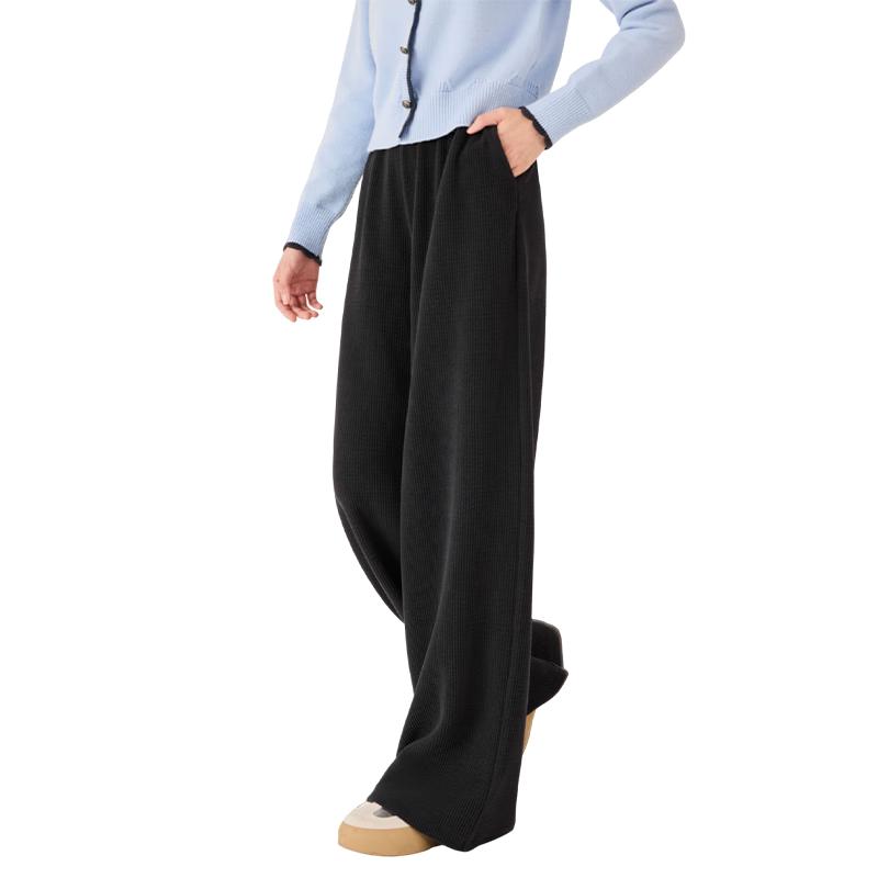 Xiangying Women s High Waist Draped Straight Leg Casual Trousers L