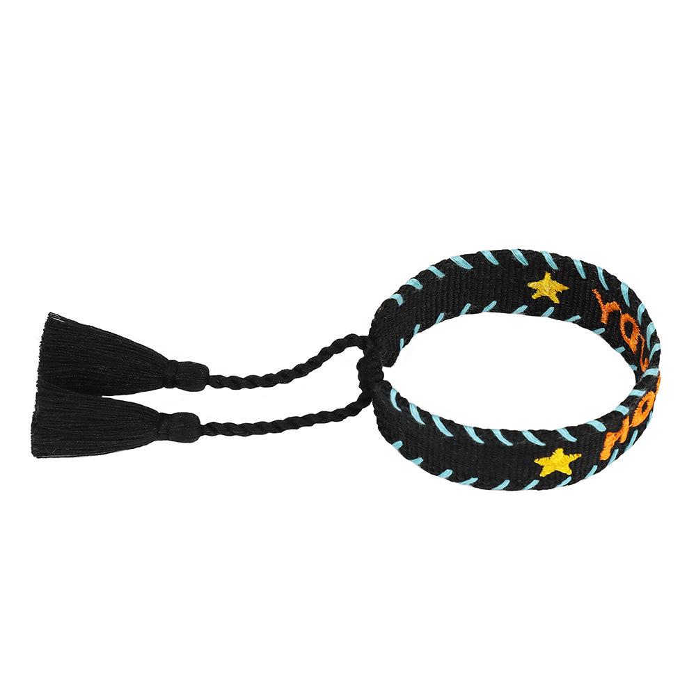 European-American Style Handwoven Lace Bracelet - Women's Fashion, Adjustable Letter Design