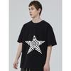 Black T-Shirt with White Spiral Star Print for Casual Wear