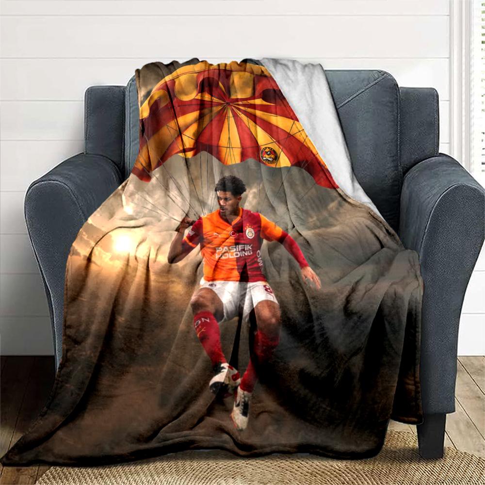 Parachute Football Player Creative Print Flannel Throw Blanket, Soft Warm Cozy Bed Sofa Cover for Sports Fan Home Decor