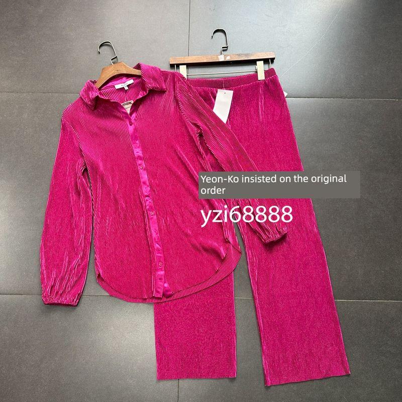 

Export Pure Original Long Pleated Loose Version Long Loose Version Home Plaid Lazy Pleated Toothpick Ruched Suit Long fuchsia ruched Suit XS