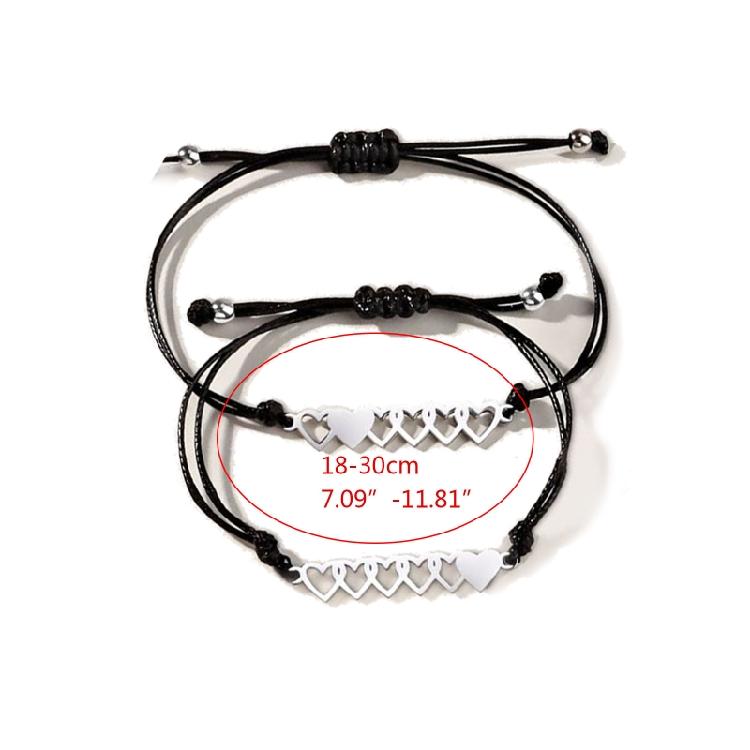 6Pieces Friend Friendship Bracelet Heart Distance Matching Bracelet for Women