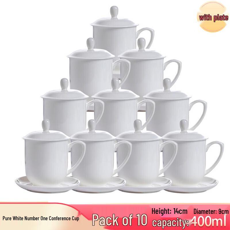 LYGIL Ceramic Tea Cup Set with Lids (10-Piece)