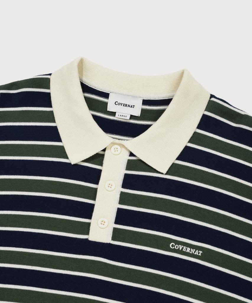 COVERNAT Striped Collar Knit Green