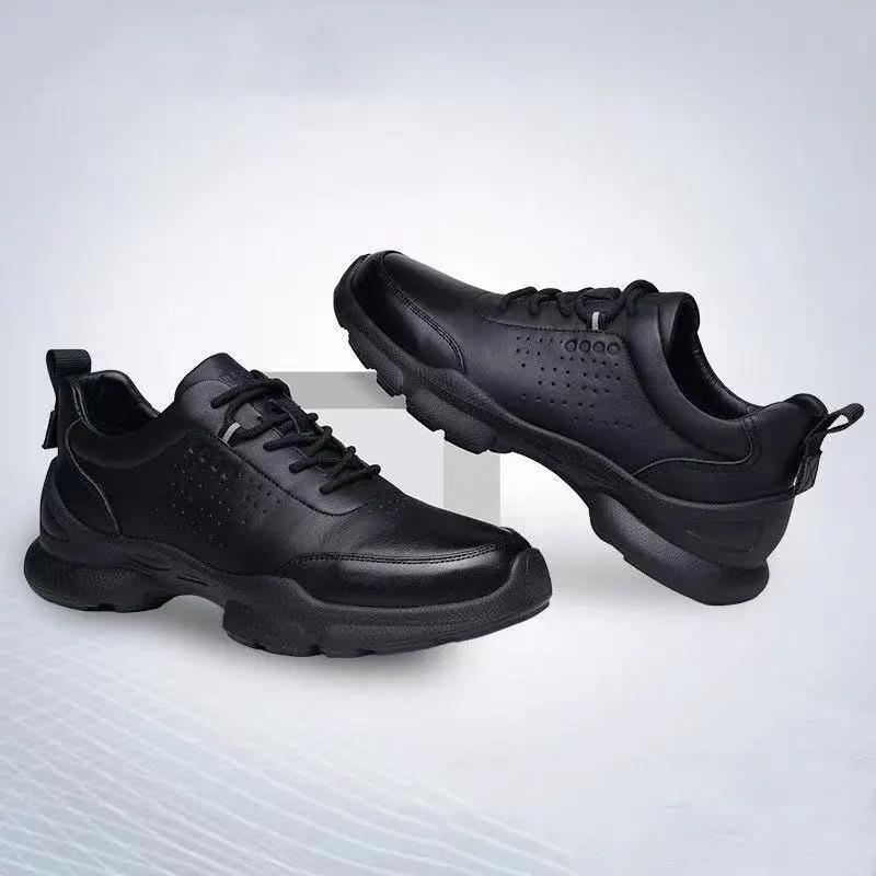 Fashion 2025 Casual Mens Shoes Comfortable Breathable Walking Shoes Soft Soles Soft Surfaces Official Solid Color Mens Shoes Thick Black