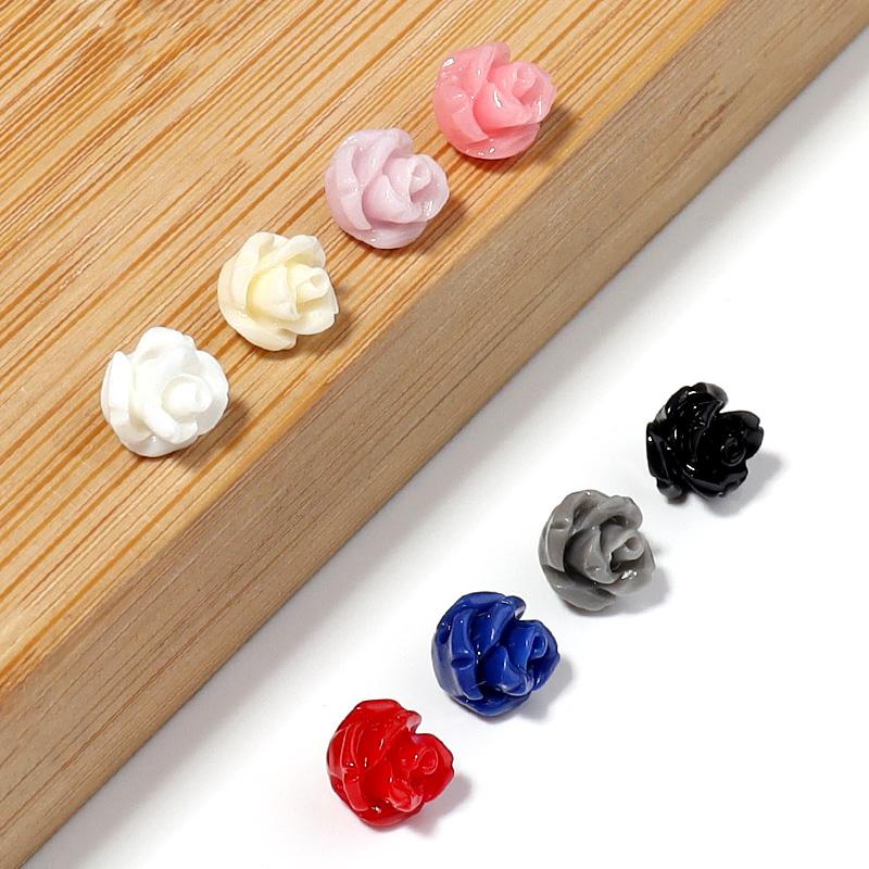 30pcs 6mm Resin Artificial Coral Beads for Jewelry Making Camelia Flower Beads DIY Earring Bracelet Neckalce Accessories