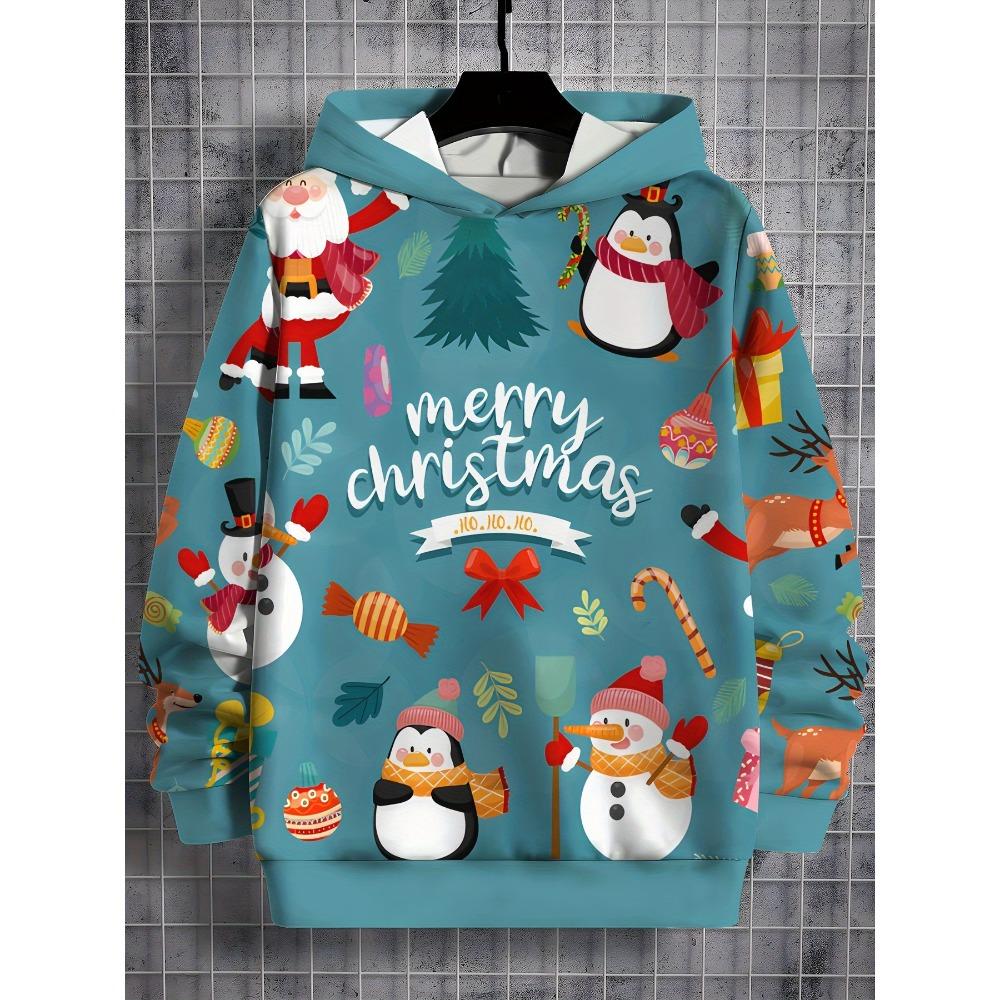Boys' 3D Christmas Graphic Hoodie Long Sleeve Tops Casual Polyester Hoody Fall Spring Outerwear Sweatshirt Children's Clothing