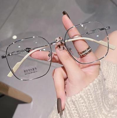 Ultralekkie metalowe kwadratowe duże płaskie okulary studenckie wielokątne męskie i damskie okulary krótkowzroczne z ramką anty-niebieskie światło