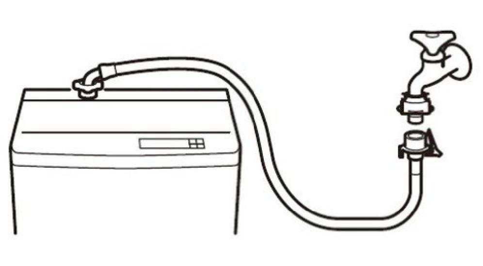 SANEI Automatic Washing Machine Water Supply 1m with Prevents from Coming Hose, Long, Outlet, One-touch Connection, Flange, Loose, PT17-1A-1M