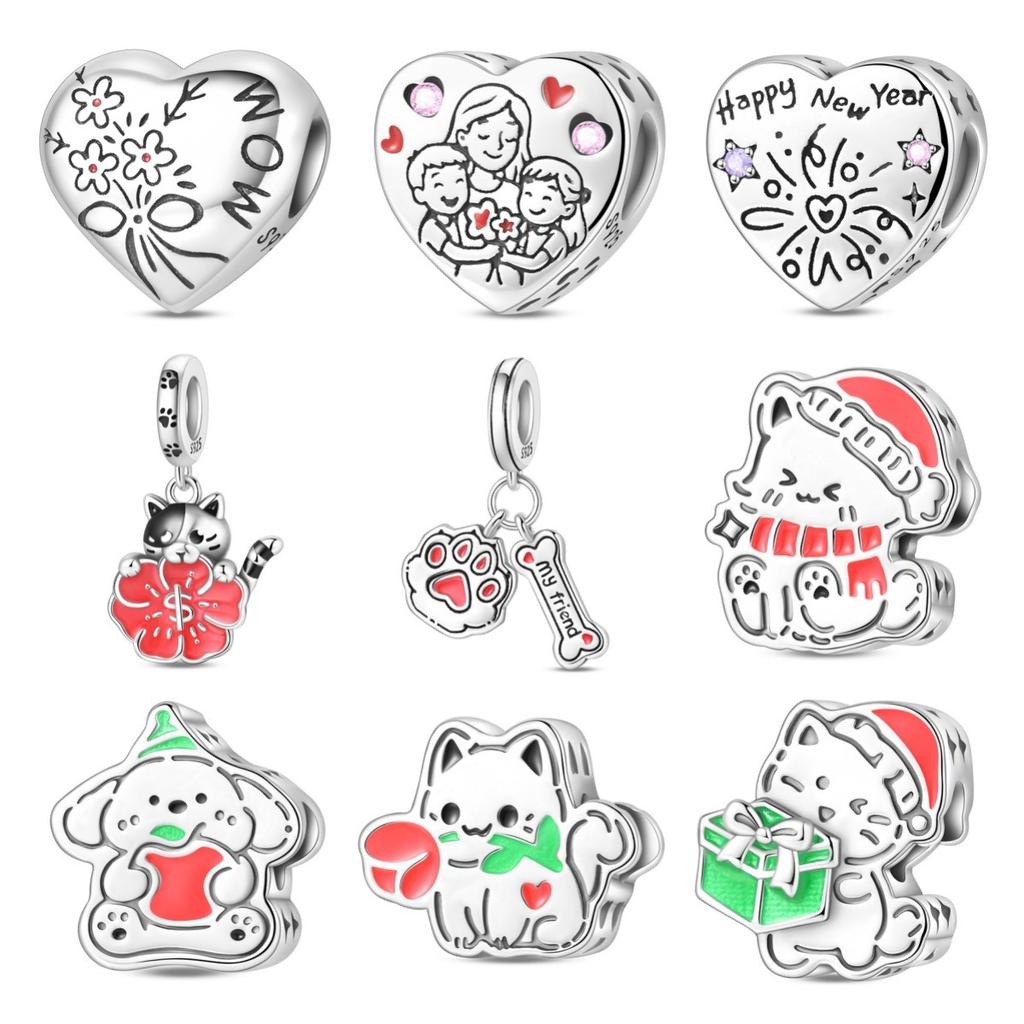 2026 Charm Bead Claw Kitten Puppy Jewelry Bracelet Necklace Accessories 925 Silver