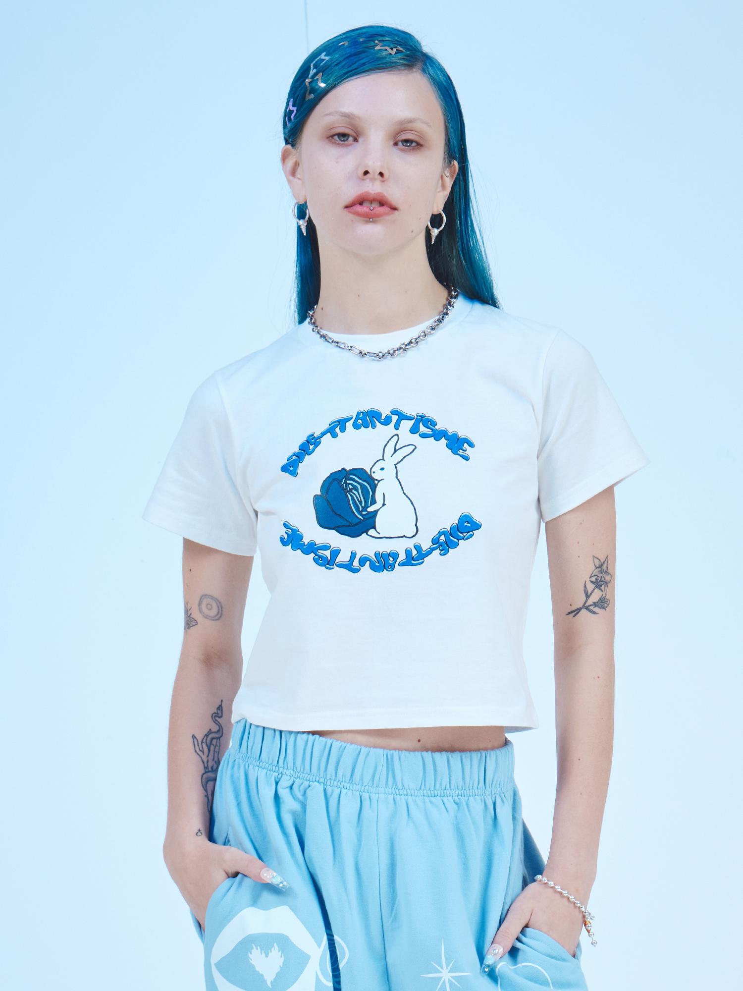 Dilettantism Rabbit Crop T-Shirt (Wh)