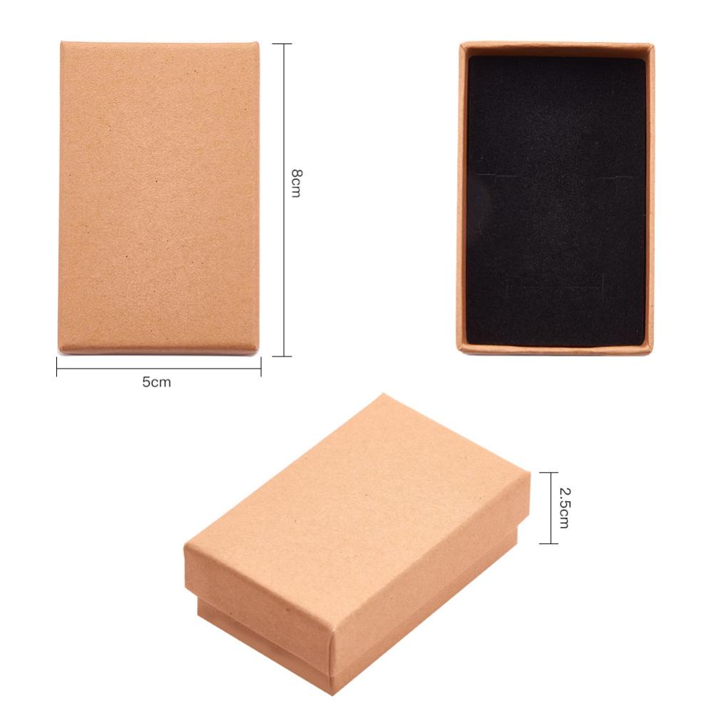 24pcs Cardboard Jewelry Set Box for Ring Necklace Rectangle Tan 8x5x2.5cm