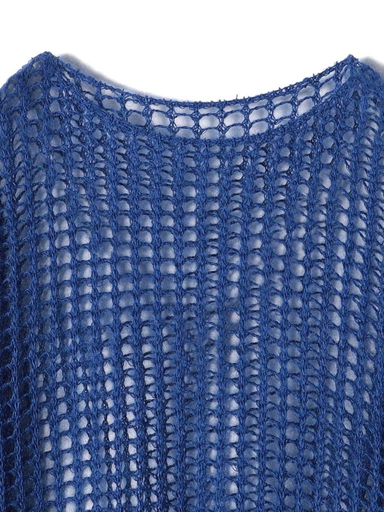 Ships for Women Knitted Mohair Mesh Hand One Size Pullover, Washable, Women's, 316040616, Blue,