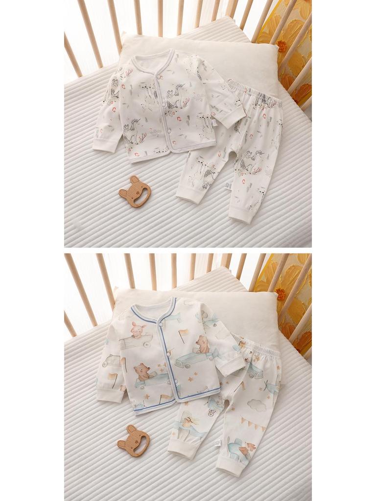 Newborn Boys & Girls 2-Piece Long Johns Set - Autumn/Winter Pajamas