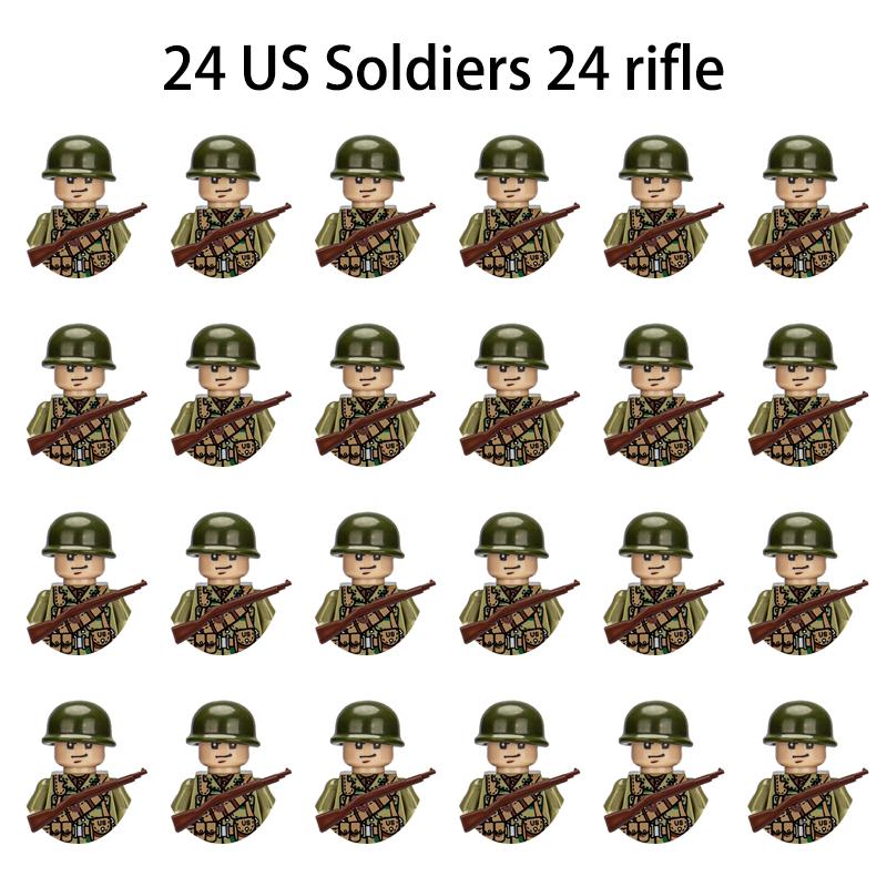 Non-Toxic 24Pcs Military Figure Ww2 Military Product Soldier Figure Building Blocks Children'S Holiday Gift Toys Gifts Funny