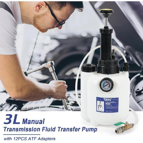 Transmission Fluid Transfer Pump,3L Manual Refill System Dispenser With Pressure Gauge,Automotive Transmission Dispenser Pump Tool Set Oil With 12Pc