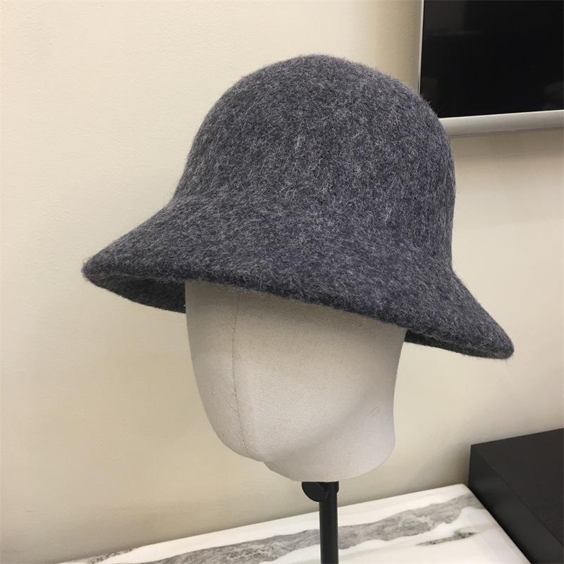 Wool bucket hat autumn and winter women double brim thermal basin hat literary fashion gift hat