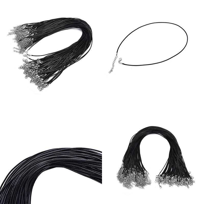 100Pcs Wax Line Necklace Pendant Charms Cord Beads String Lobster Strap Rope Diy