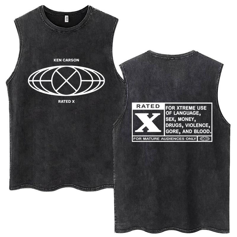 Ken Carson A Great Chaos Wash tílka pro muže a ženy módní trička bavlněné nadměrné gotické tričko bez rukávů s opiem