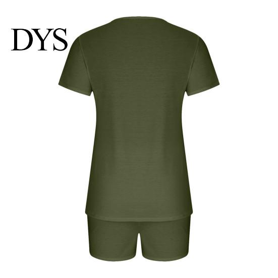 Women Summer Clothes 2 Pcs/Set Pajamas Suit V Neck Short Sleeve Sleepwear Set Casual Two-piece Outfit Homewear Top Shorts Loose Sport