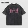 Y2k Hip Hop Vintage 90s Short-Sleeved Oversized T-Shirt Summer Goth Design Sense Loose Top Tide Streetwear Washed Denim T-Shirt