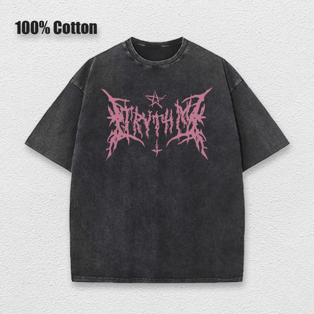 Y2k Hip Hop Vintage 90s Short-Sleeved Oversized T-Shirt Summer Goth Design Sense Loose Top Tide Streetwear Washed Denim T-Shirt