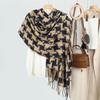 New Women's Retro Thousand Birds Grid Tassel Thickened Warm Scarf Scarf Student Versatile Shawl