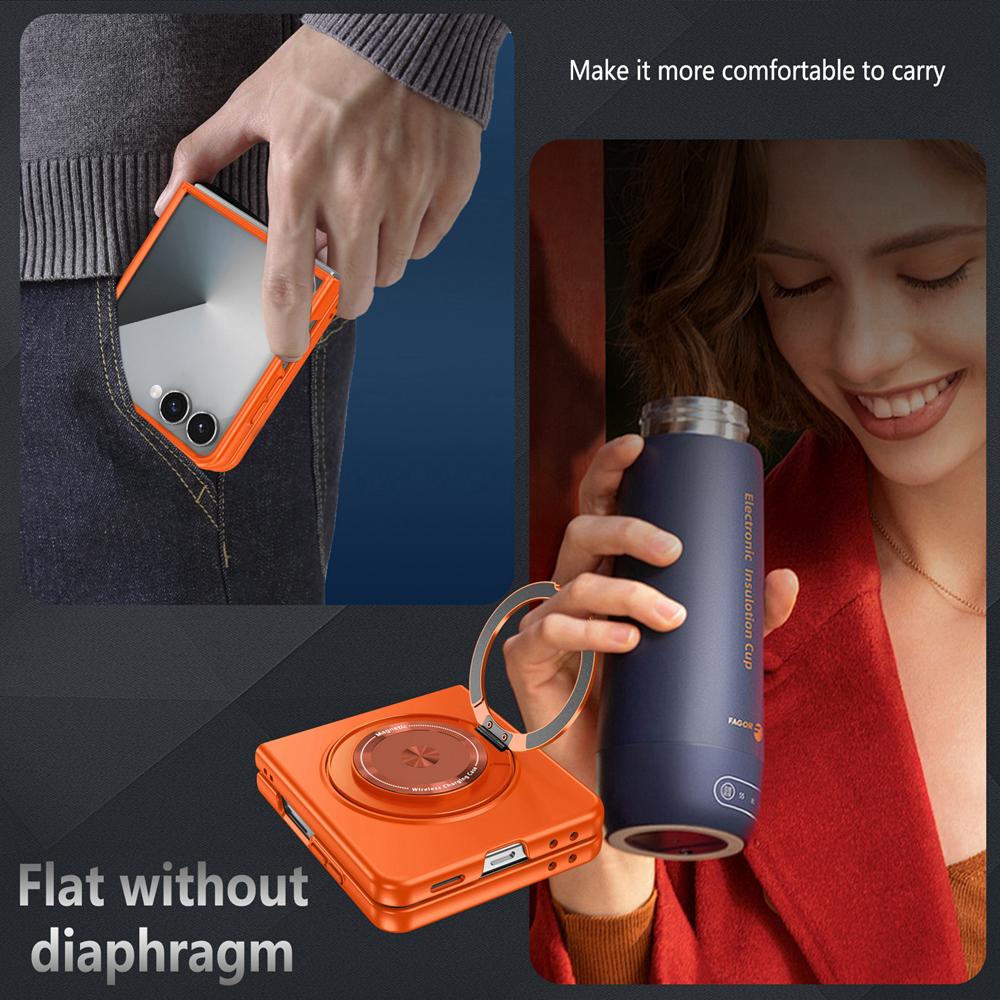 KEYSION 360° Roterende Magnetisk Ringstativ Telefondeksel for MagSafe for Samsung Galaxy Z Flip 7 5G Trådløs Lading Hardt Bakdeksel