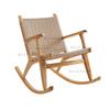 Simple Solid Wood Rattan Rocking Chair - Leisure Balcony Furniture with Pure Manual Rope